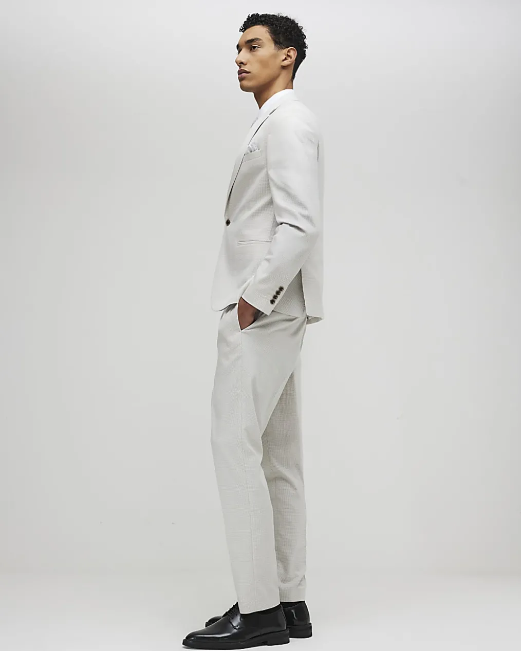 Grey Slim Fit Puppytooth Suit Jacket
