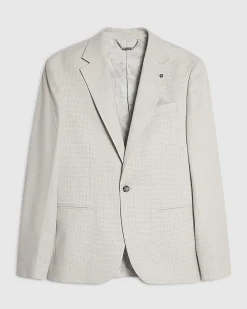Grey Slim Fit Puppytooth Suit Jacket