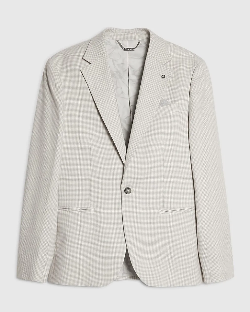 Grey Slim Fit Puppytooth Suit Jacket