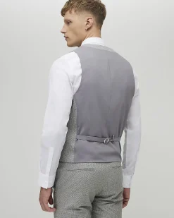 Grey Slim Fit Puppytooth Waistcoat