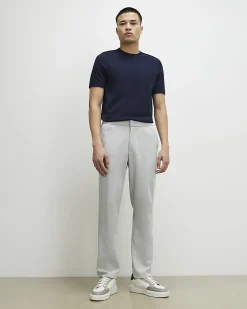 Grey Slim Fit Stretch Textured Trousers