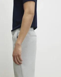 Grey Slim Fit Stretch Textured Trousers