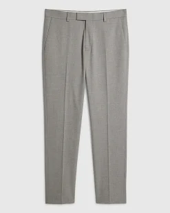 Grey Slim Fit Stretch Textured Suit Trousers