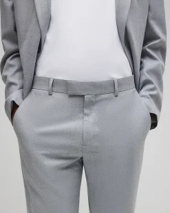 Grey Slim Fit Stretch Textured Suit Trousers