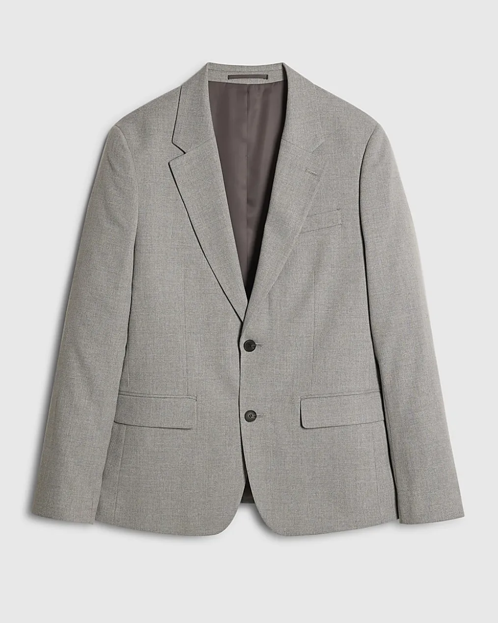 Grey Slim Fit Stretch Textured Suit Jacket
