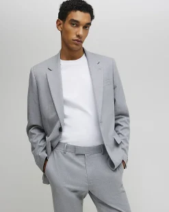 Grey Slim Fit Stretch Textured Suit Jacket