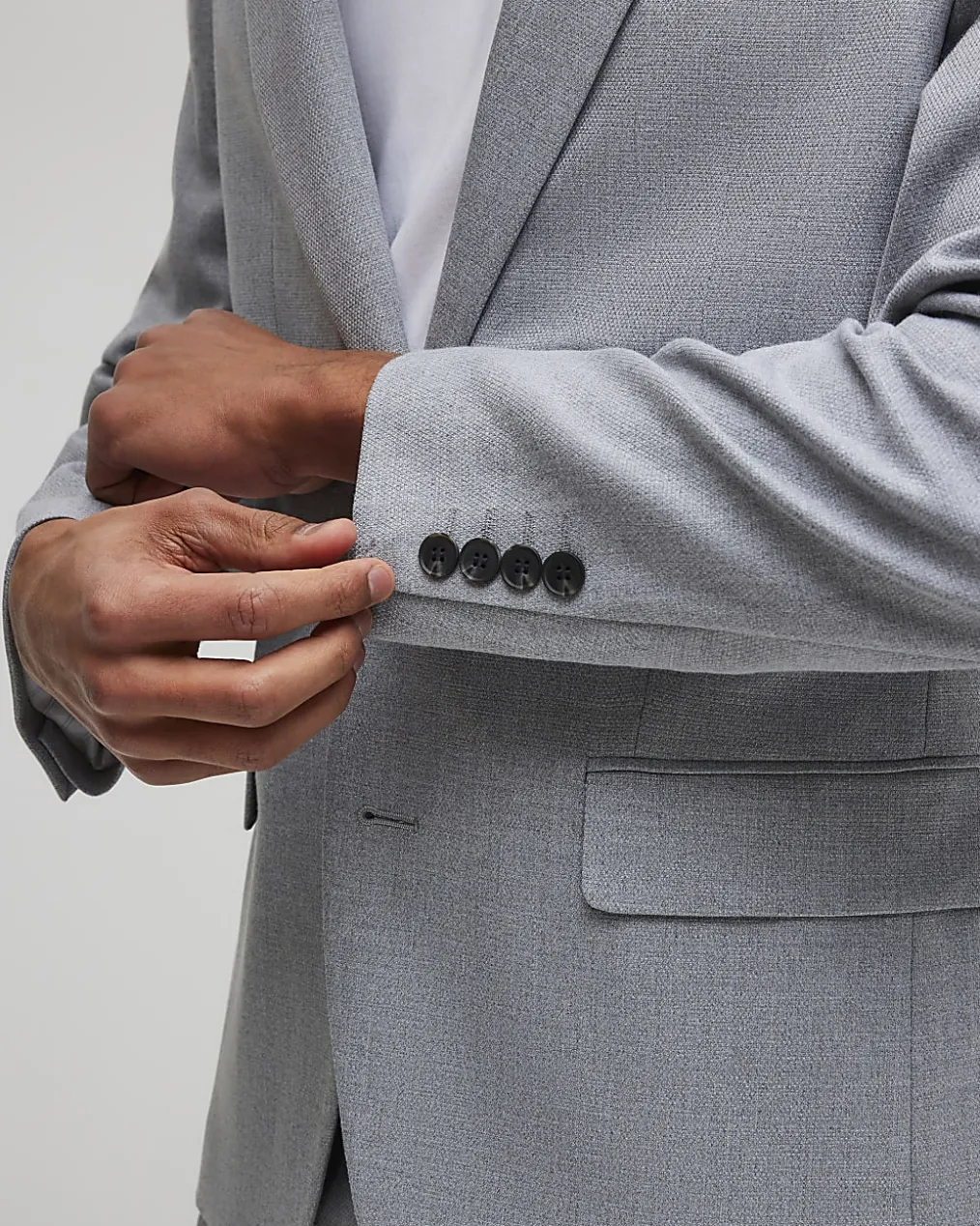Grey Slim Fit Stretch Textured Suit Jacket