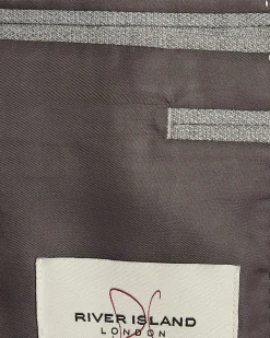 Grey Slim Fit Stretch Textured Suit Jacket