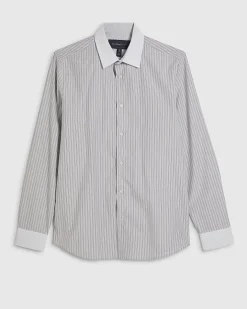 Grey Slim Fit Stripe Shirt