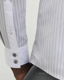 Grey Slim Fit Stripe Shirt