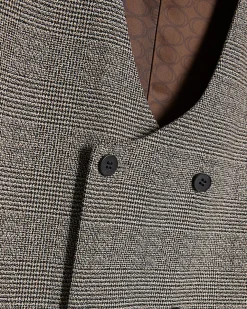 Grey Slim Fit Textured Check Waistcoat