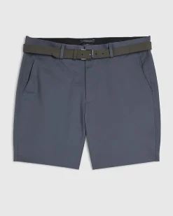 Grey Slim Stretch Chino Short with Belt