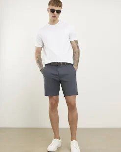 Grey Slim Stretch Chino Short with Belt