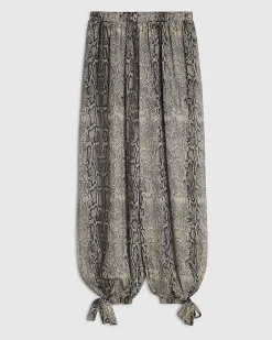 Grey Snake Chiffon Balloon Trousers