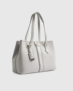 Grey Stripe Monogram Shopper Bag