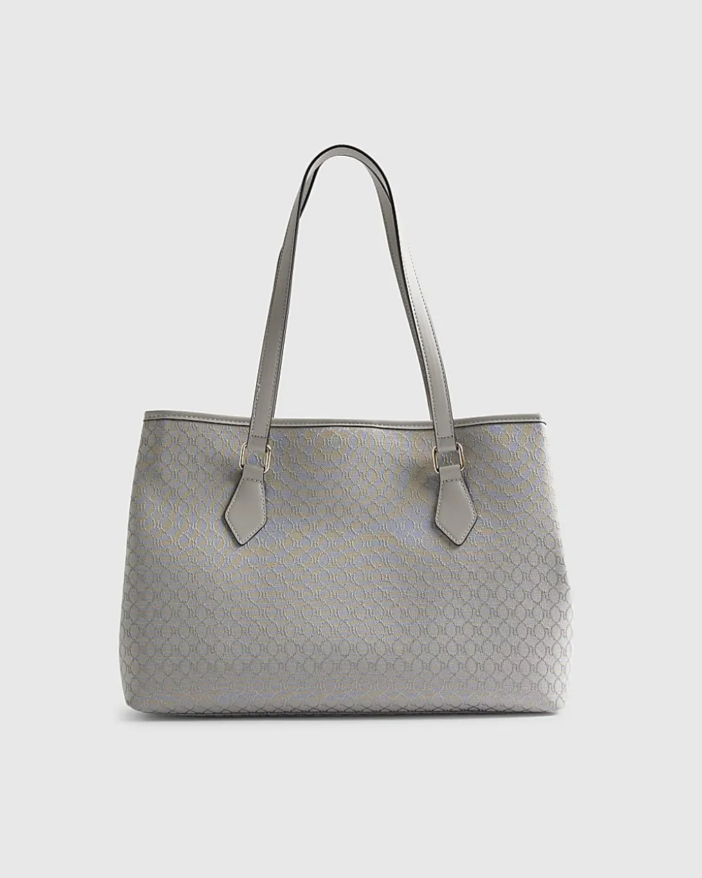 Grey Stripe Monogram Shopper Bag