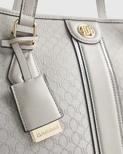 Grey Stripe Monogram Shopper Bag
