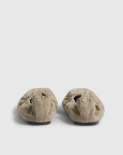 Grey Suede Elastic Ballet Pumps