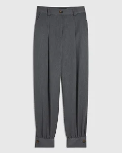 Grey Tailored Barrel Leg Trousers