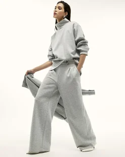Grey Tailored Jersey Wide Leg Trousers