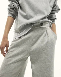 Grey Tailored Jersey Wide Leg Trousers