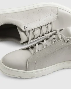 Grey Textured Lace Up Cupsole Trainers