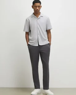 Grey Textured Slim Fit Trousers