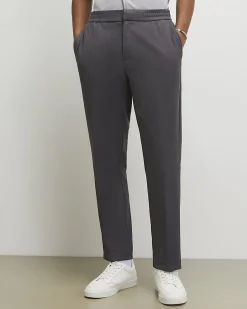 Grey Textured Slim Fit Trousers