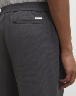 Grey Textured Slim Fit Trousers