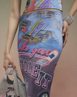 Grey Year Zero All Over Print Midi Skirt