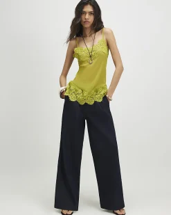 Indigo Wide Leg Tie Front Jeans