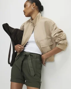 Khaki Belted Shorts