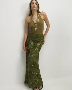 Khaki Cornelli Maxi Skirt