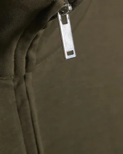 Khaki Cotton blend Zip Up Sweatshirt