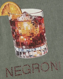 Khaki Cotton Negroni Embellished T-Shirt