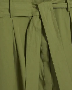 Khaki Cotton Short Sleeve Midi Shirt Dress