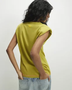 Khaki Cotton Shoulder Pad Rodeo T-Shirt
