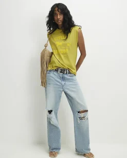 Khaki Cotton Shoulder Pad Rodeo T-Shirt
