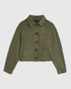Khaki Faux Suede Overshirt