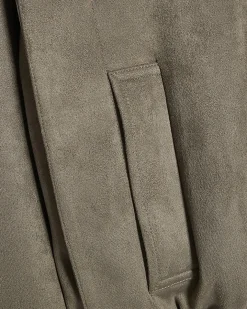 Khaki Faux Suede Shoulder Detail Jacket