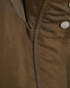 Khaki Funnel Neck Bomber Jacket