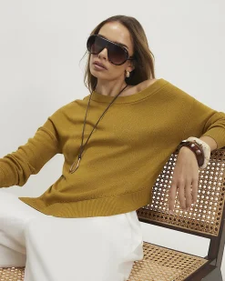 Khaki Linen Blend Asymmetric Knit Jumper