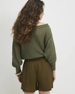 Khaki Linen Blend Tailored Shorts
