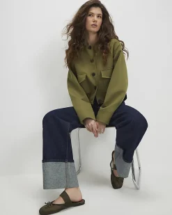 Khaki Long Sleeve Pocket Detail Bomber Jacket