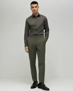 Khaki Muscle Fit Comfort Stretch Shirt