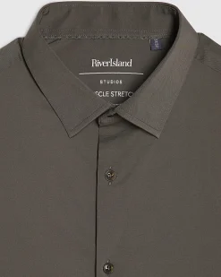 Khaki Muscle Fit Comfort Stretch Shirt