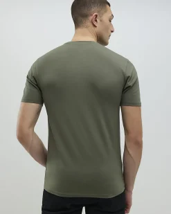 Khaki Muscle Fit Cotton Stretch T-Shirt