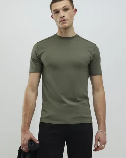 Khaki Muscle Fit Cotton Stretch T-Shirt