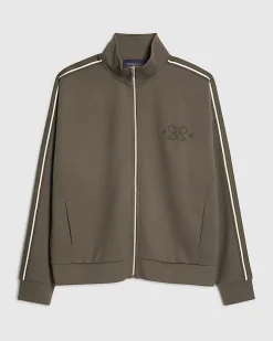 Khaki Oversized Fit Monogram Tracksuit Jacket