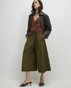Khaki Poplin Culottes
